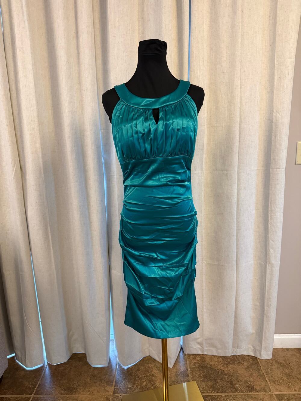 Teal Satin Dress By Sangria Size 8